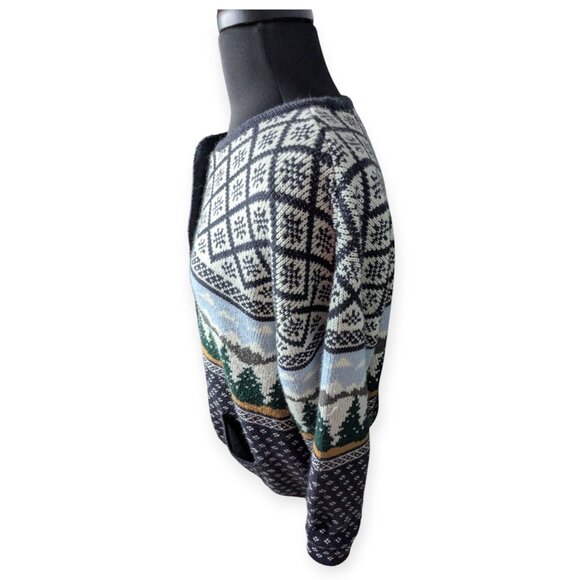 Croft & Barrow Knit Button Front Winter Scene Forrest Cardigan Size XL - Picture 5 of 14